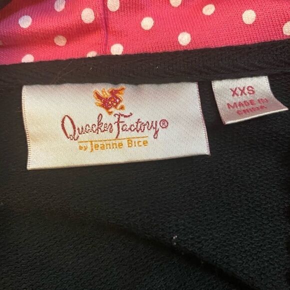 Quaker factory polka Dot trim Hoodie RhinestoneXXS - Picture 3 of 8